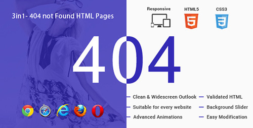 ThemeForest - 3in1- 404 Not Found HTML Responsive Animated Pages - RIP