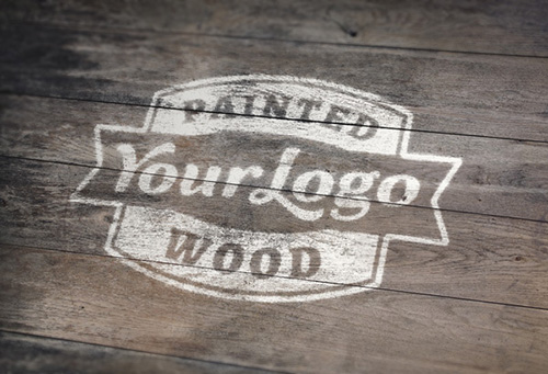 PSD Source - Painted Wood Logo MockUp