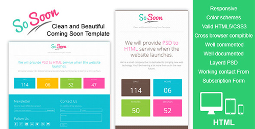 ThemeForest - SoSoon - Clean and Beautiful Coming Soon Template - FULL