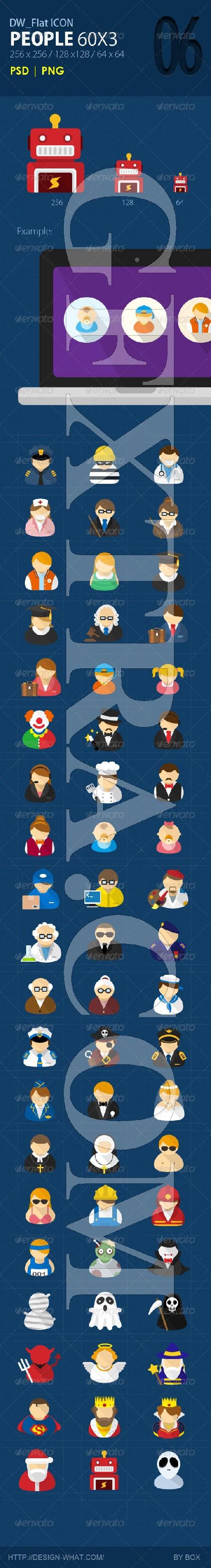 60 Flat ICONs (People)