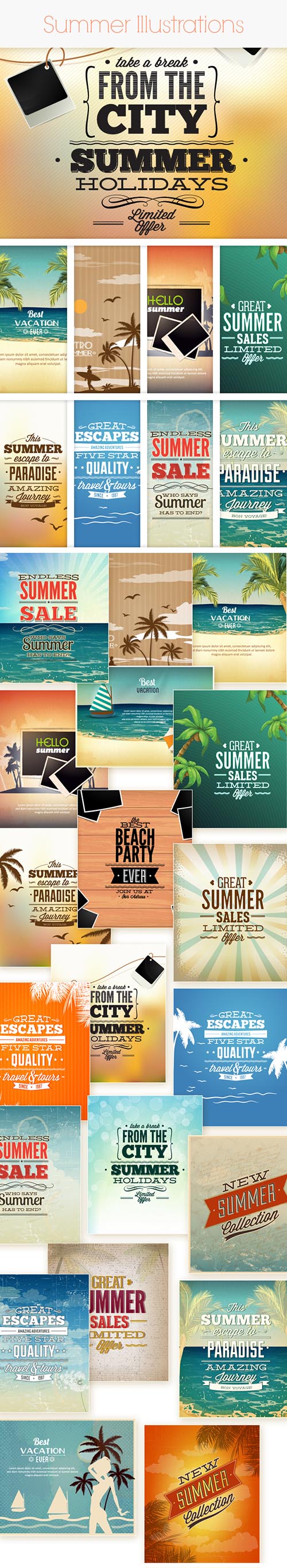 20 Summer Vector Illustrations