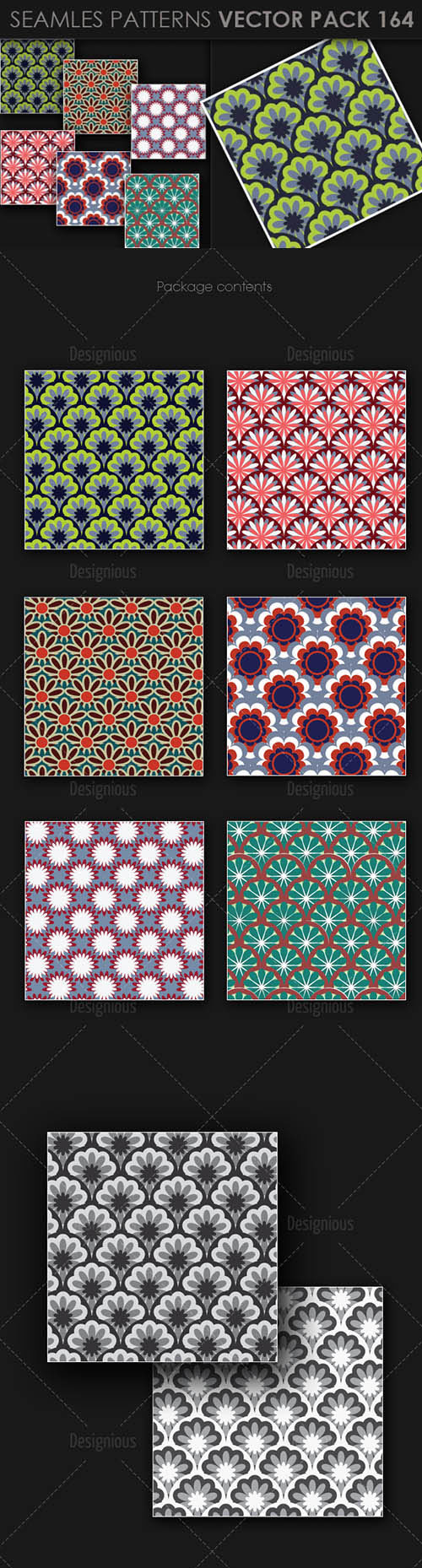 6 Seamless Patterns Vector Pack 164