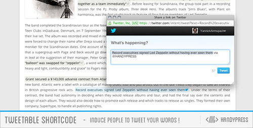 CodeCanyon - Tweetable Shortcode v1.1 - Quick Tweet Sentences