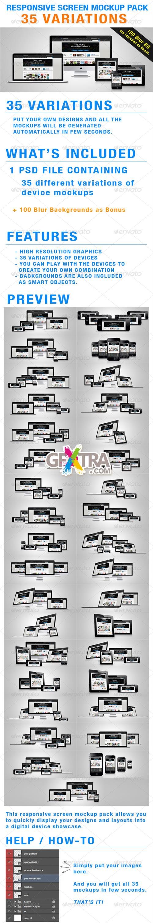 GraphicRiver - Mega Responsive web layout Mockup Pack