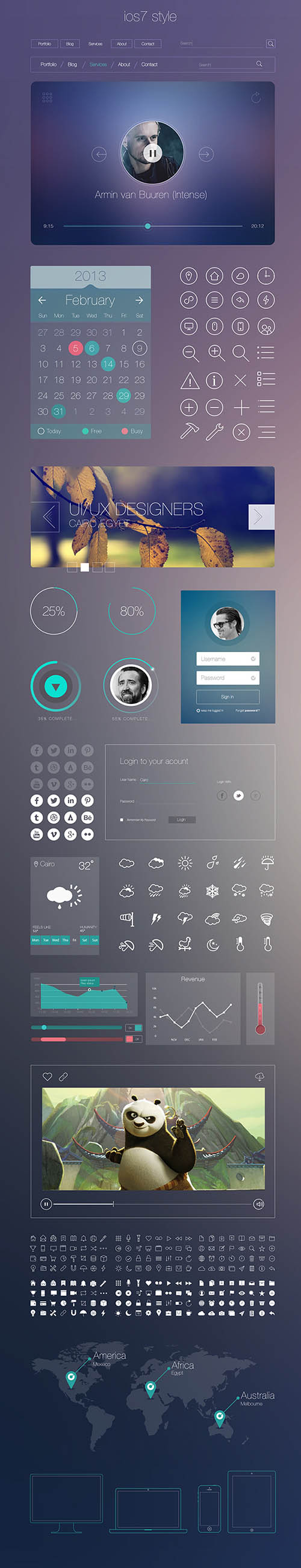 PSD Web Design - iOS 7 Style UI Kit