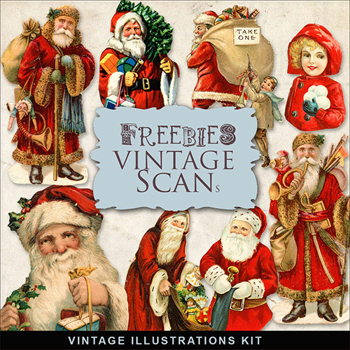 Scrap-kit - Vintage PNG Illustrations - Santa Claus