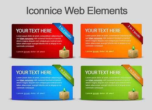 Four Colour Web Elements PSD