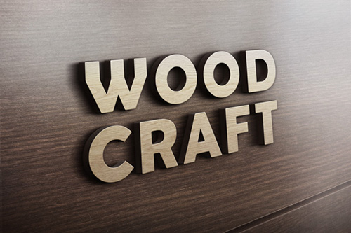 PSD Source - 3D Wooden Logo MockUp