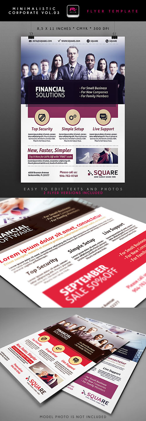 Financial Solutions Minimalistic Corporate Flyer/Poster PSD Template #3