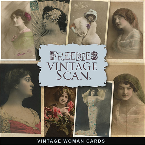 Scrap-kit - Old Vintage Woman Post Cards