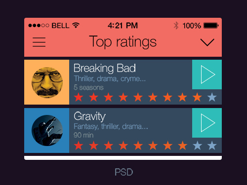 PSD Web Design - Cinema Guide ios 7 App