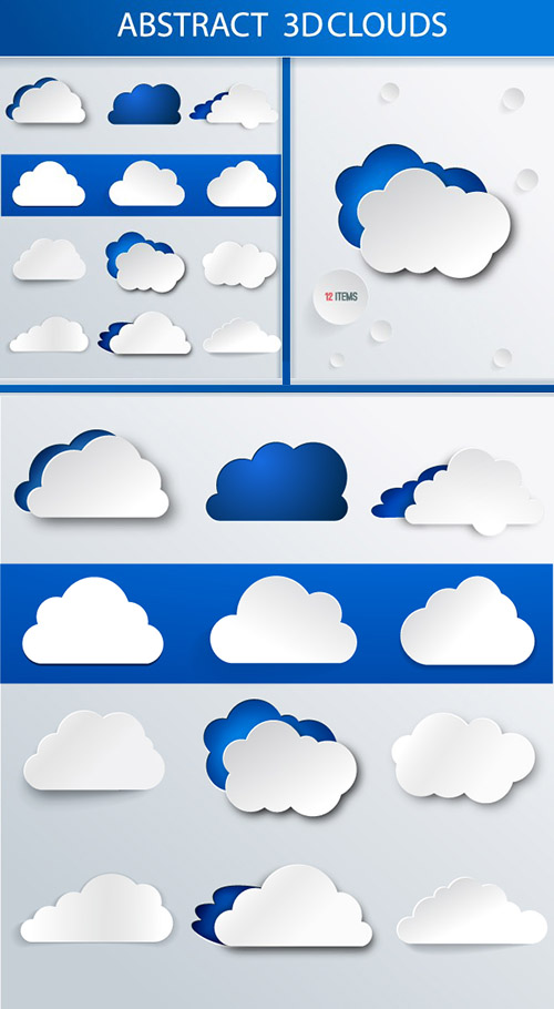 Designtnt - Abstract 3D Clouds Set 1