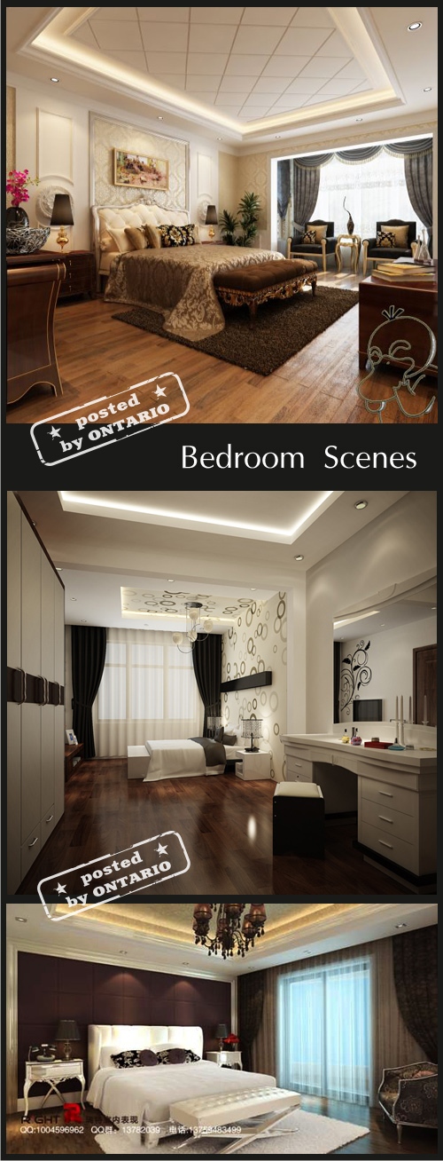Bedroom Interiors Scenes for 3ds Max, part 3