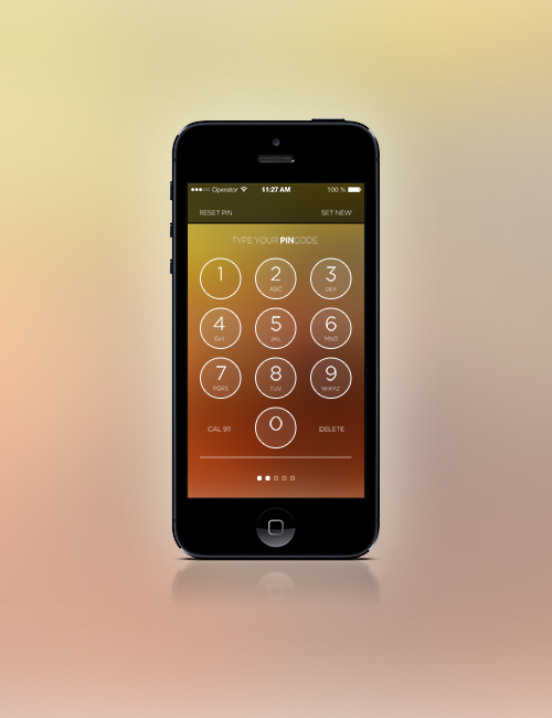 PSD Web Design - iOS7 style Pin Code screen
