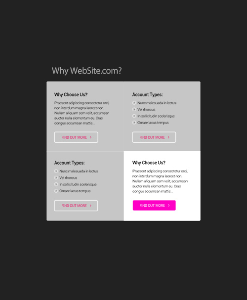 PSD Web Design - Content Text Grid