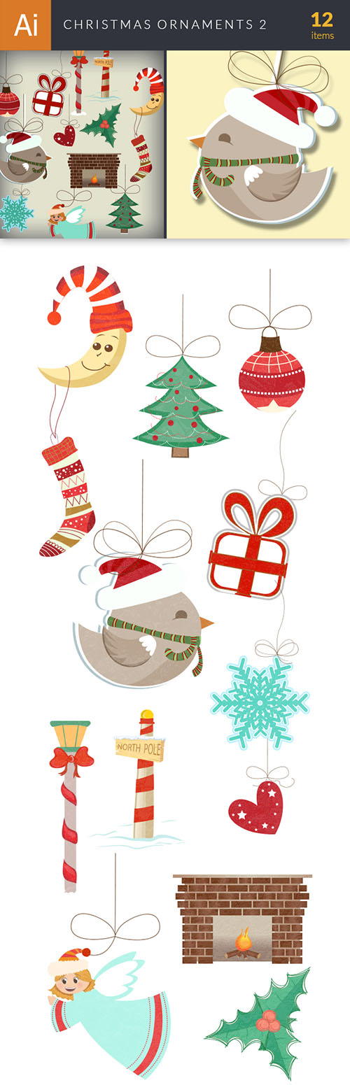 Vector Christmas Ornaments Set 2 - Winter Elements