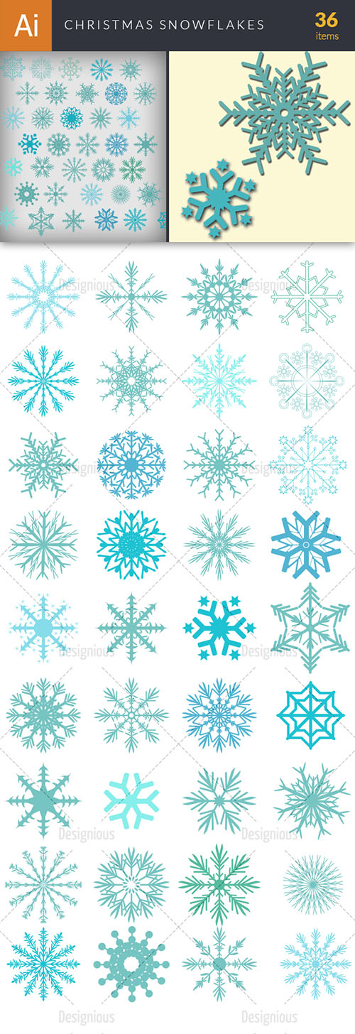Vector Christmas Snowflakes Set - Winter Elements