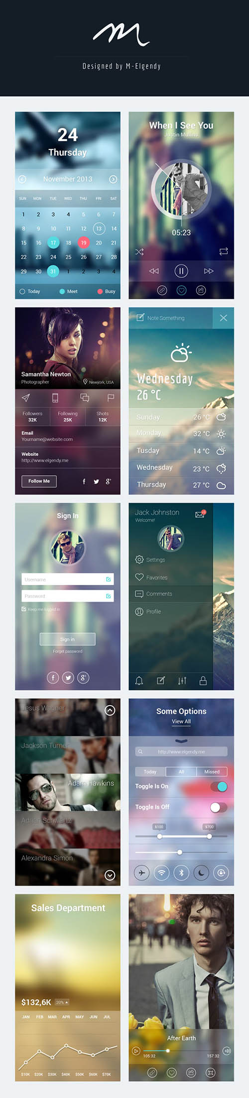 PSD Web Design - iOS 7 App Screens