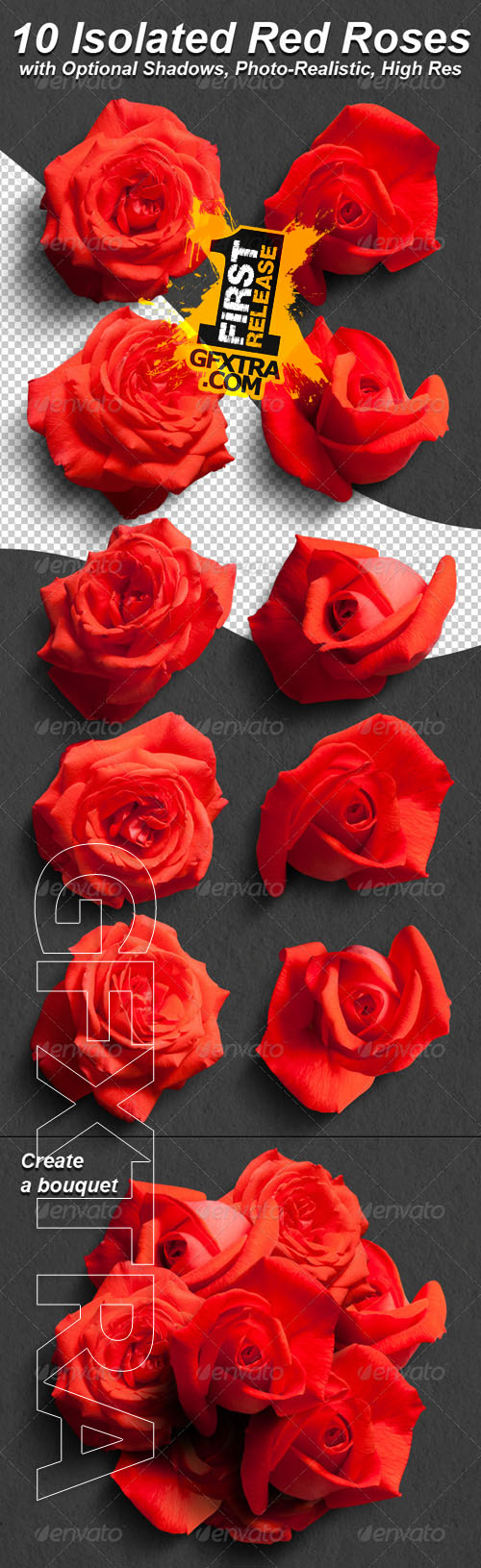 GraphicRiver - 10 Photo-Realistic Isolated Red Roses 