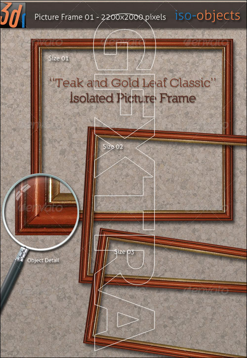 GraphicRiver - HiRes Picture Frame - Teak Wood / Gold Leaf