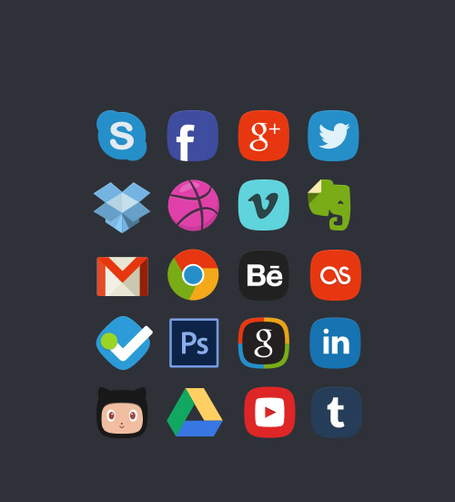 PSD Web Icons - The Social Media Badges
