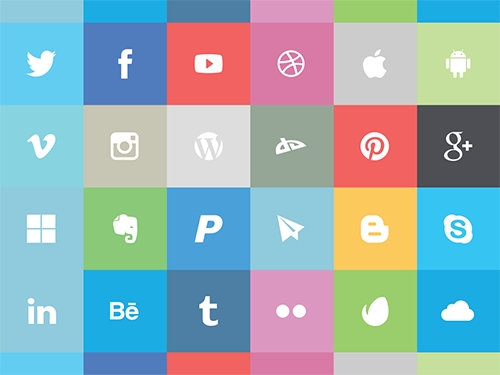 AI, EPS & PNG Web Icons - Flat Social Icon Set Preview