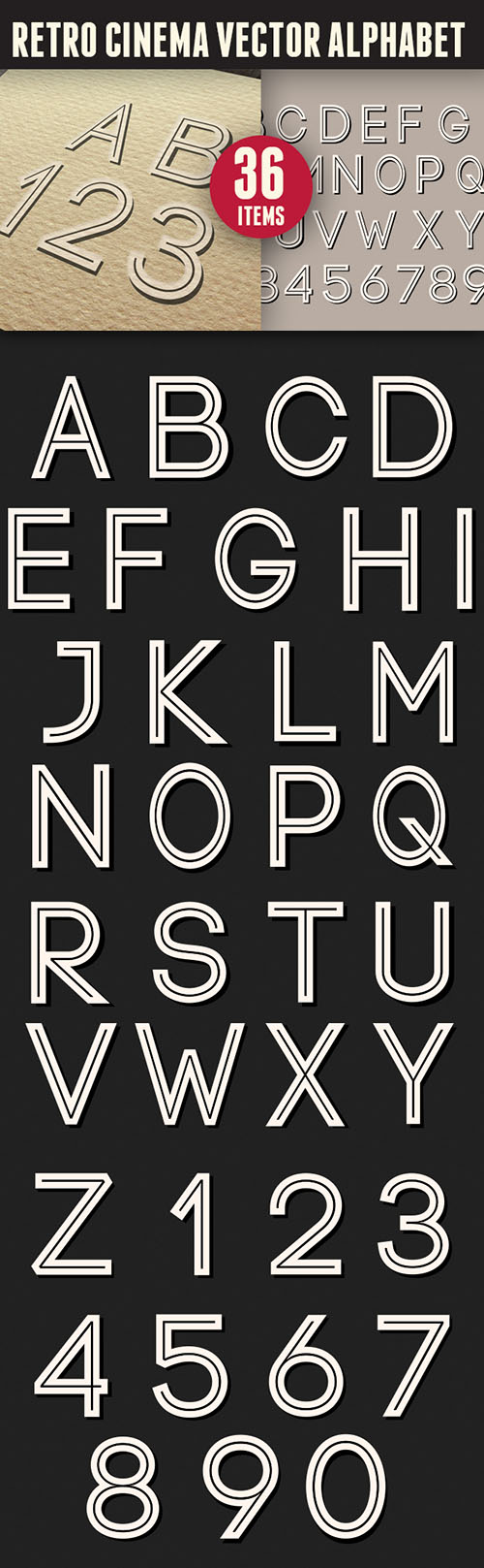 Retro Cinema Vector Alphabet Illustration