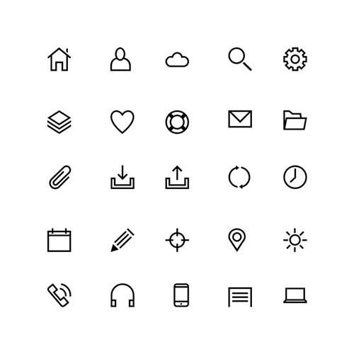 25 Line PSD and PNG Icons
