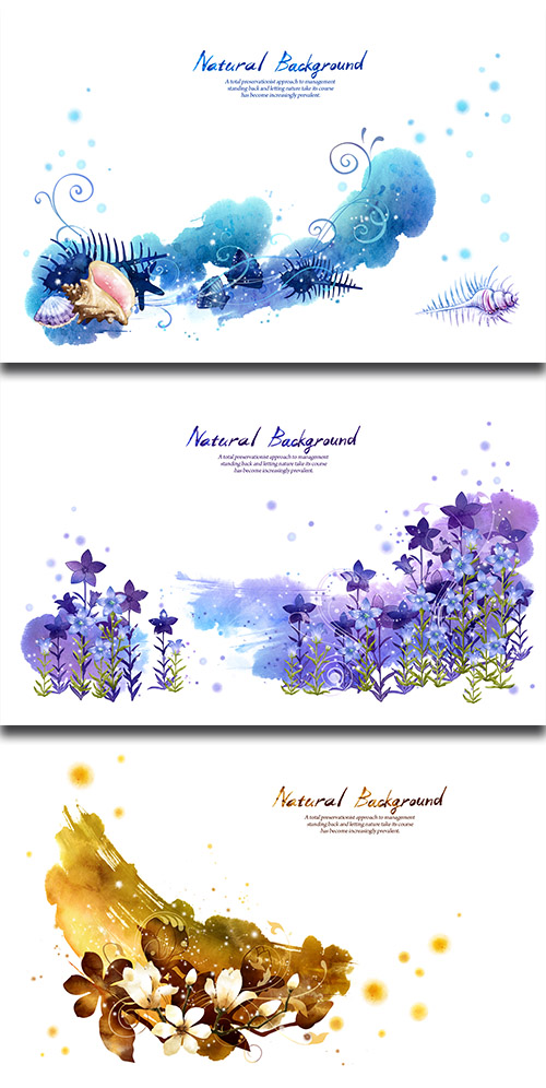 PSD Sources - Nature Painted Watercolor - The Seabed & Flowers
