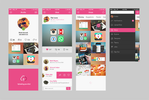 PSD Web Design - Dribbble App Concept