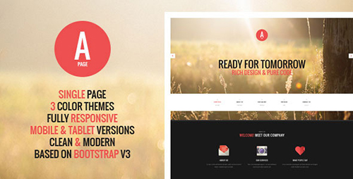 ThemeForest - A-Page - Flat Onepage HTML Template - RIP