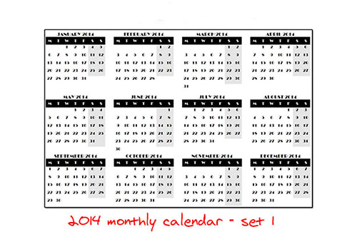 ABR Brushes - 2014 monthly calendar set