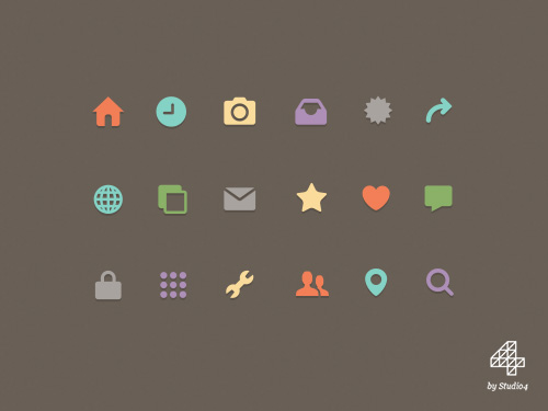 PSD Web Icons - Simple White & Colored Vector Style Icons - November 2013