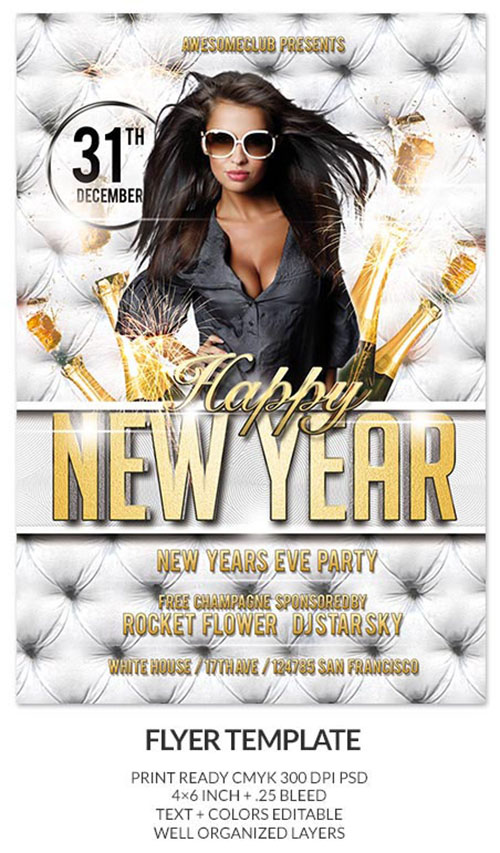 Happy New Year Party Flyer/Poster PSD Template