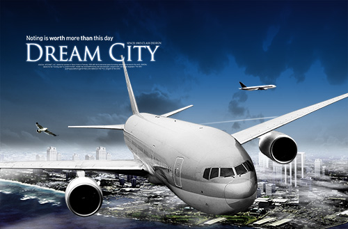 PSD Source - Plane on a background of Megalopolis 5