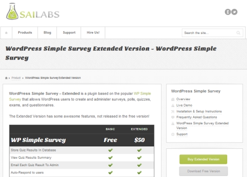 WordPress Simple Survey Extended Version