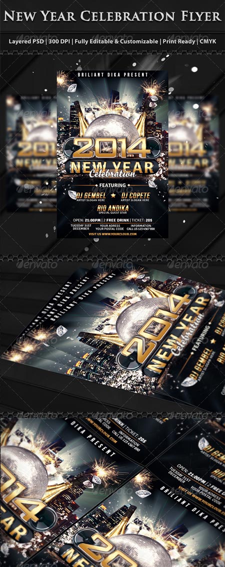 New Year Party Celebration Flyer Template 6272335