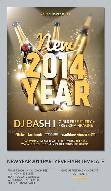 New Year's Eve 2014 Party Flyer Template 6198036