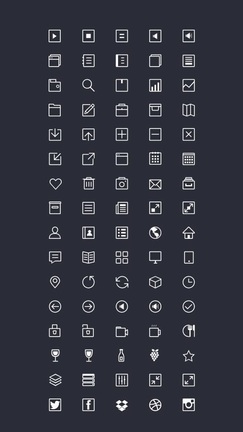 PSD Web Icons - 80 Thin Icons
