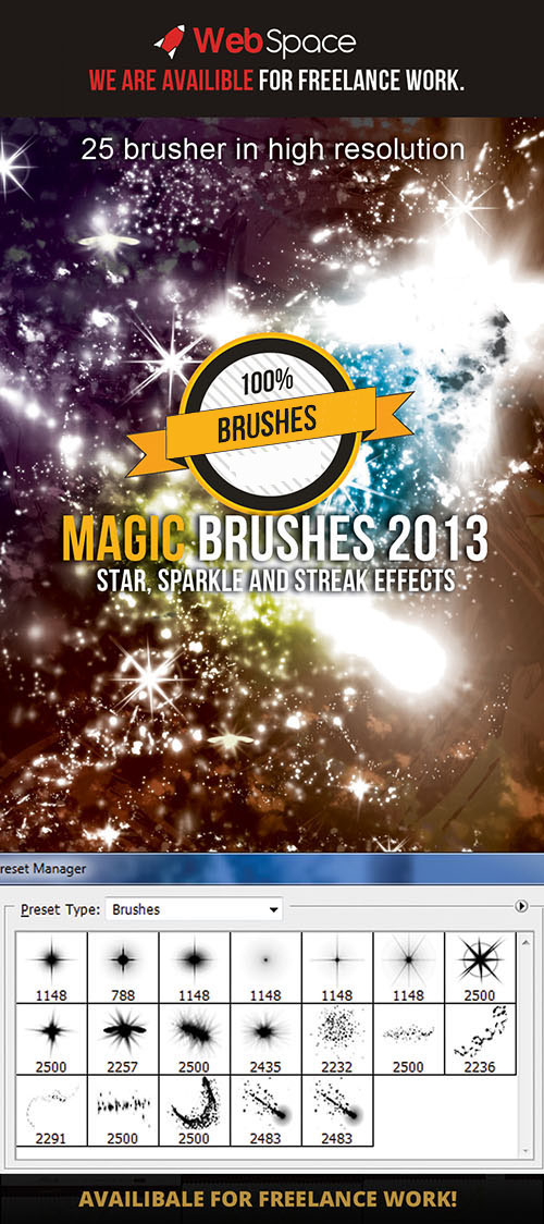Magic Sparkle and Streak Effects Photoshop Brushes