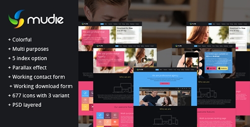 ThemeForest - Mudie colorful and multi purpose landing page - RIP