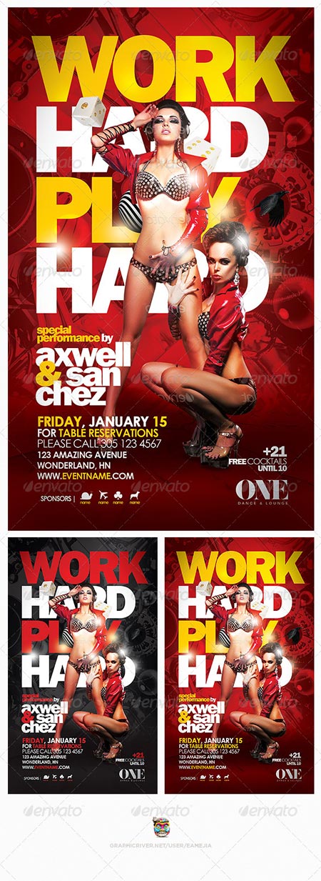 GraphicRiver Work Hard Play Hard Flyer Template 6307926