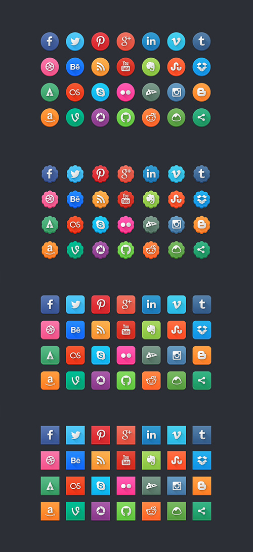 PSD Web Icons - Modern Social Media Icons