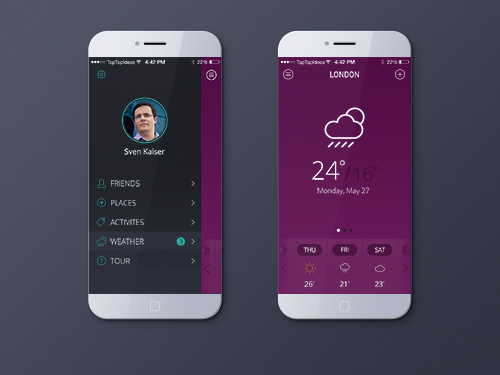 PSD Web Design - Weather App ios7