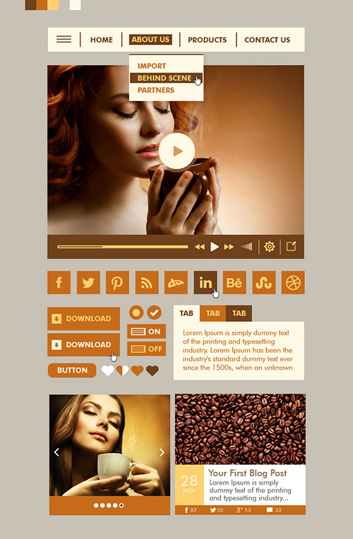 PSD Web Design - Coffee Web UI Kit