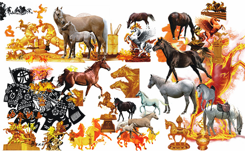 PSD Cliparts - Symbol of 2014 - Picture Horses Vol.6