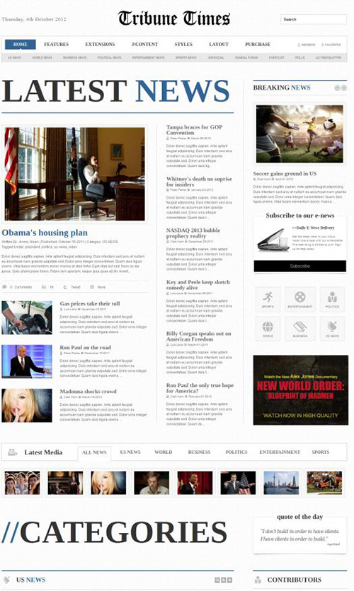 JoomlaXTC - Tribune Times v1.2.1 - Template For Joomla 2.5 & 3.2
