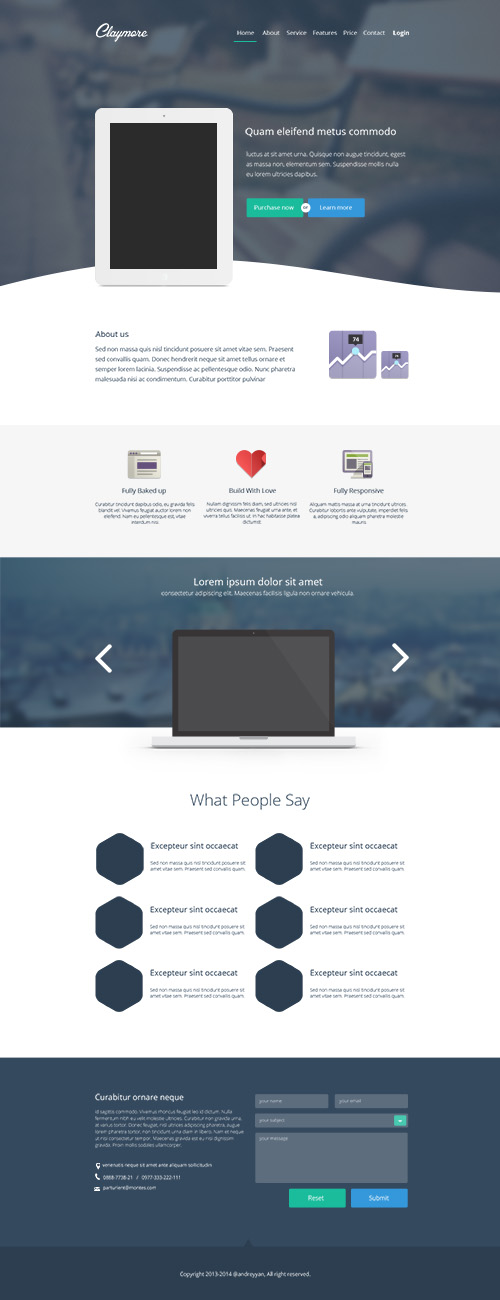 PSD Web Template - Claymore App Landing Page