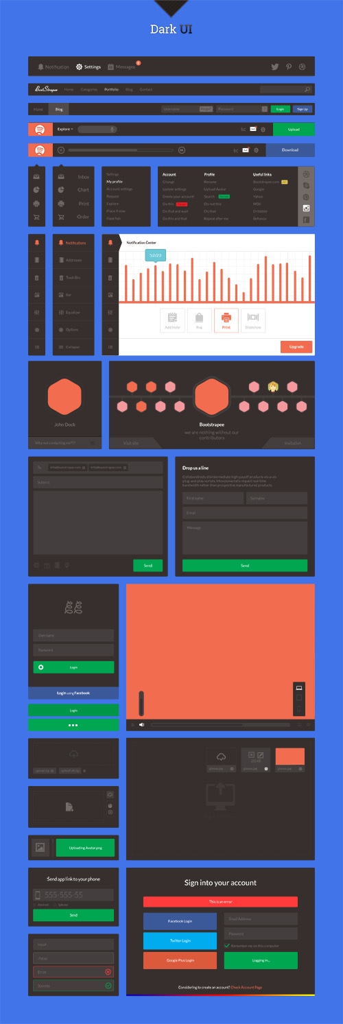 PSD Web Design - Dark UI Set