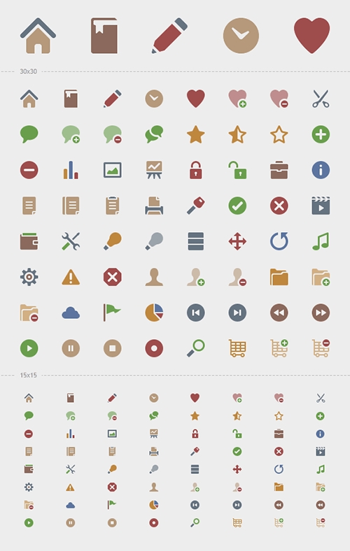 PSD, EPS, PNG Web Icons - 64 Vector Flat Icons